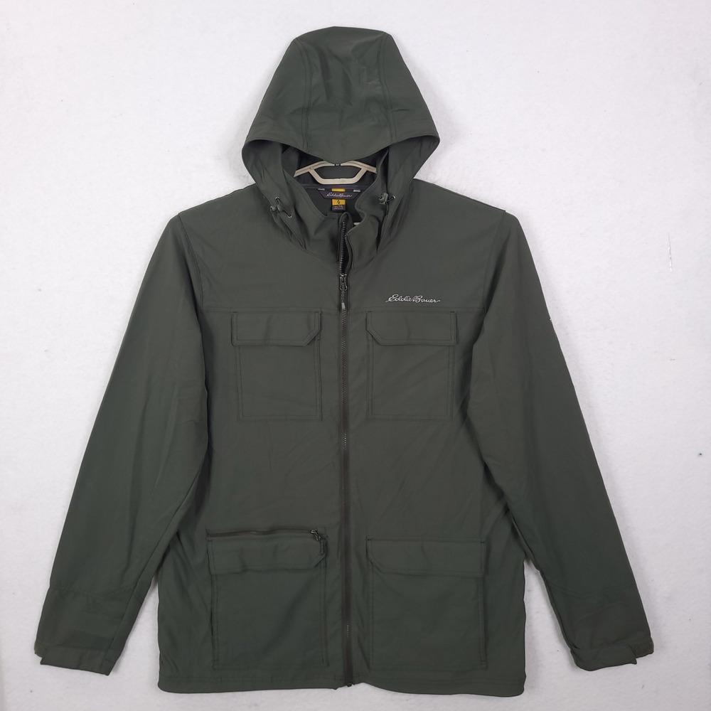 Eddie Bauer Travex Atlas Jacket Mens TXL Green Utility Hooded Hiking Travel